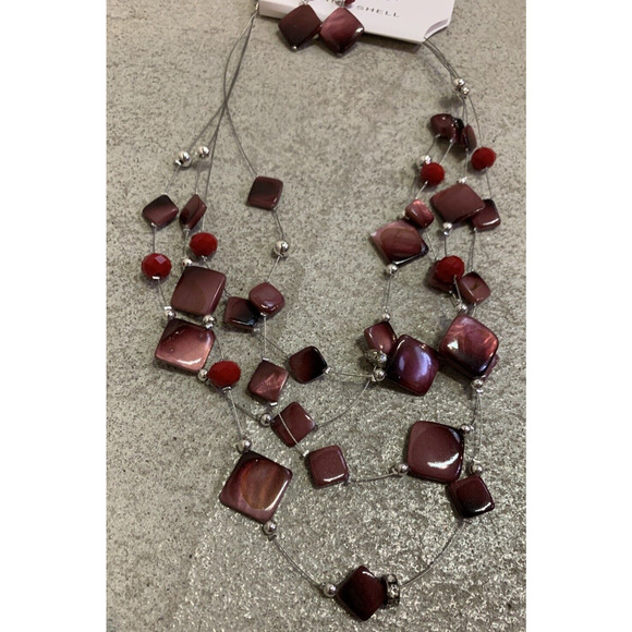 NEW Color Beautiful Necklace & Earning Set With Red Genuine Shells Jewelry Set - Picture 6 of 6